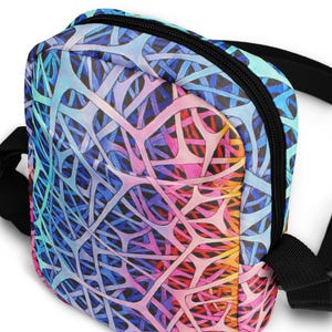 Sac à bandoulière utilitaire coloré psychédélique | Sangle abstraite| Arc-en-ciel| Petit sac de voyage unisexe| Sac de fête