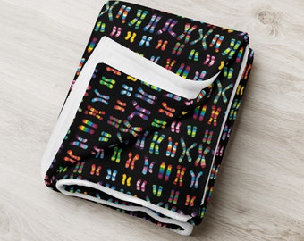 CHROMOSOME DNA Throw Blanket| Science | Genetics| Genetic Engineering| Genetic Counselor| Biology| Colorful| Science Nerd| Geek