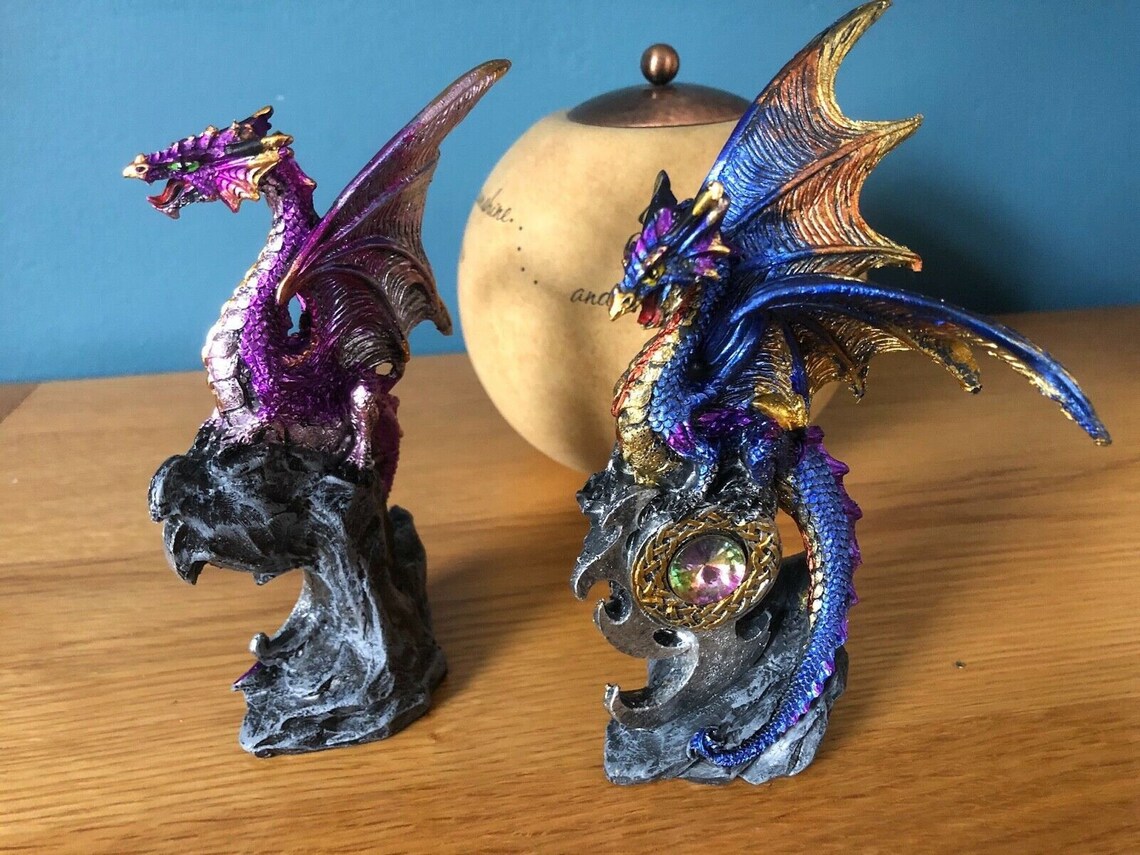Pair of Dragon Figurines Ornament Gothic Myth Fantasy New & Etsy UK