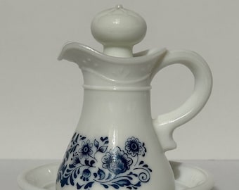 Pitcher and Bowl Set ~ Basin ~  Blue and White ~ By Avon