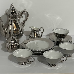 Bavarian Tea Set & Dessert Dishes ~ Rare~ Tirschenreuth ~ 22 Karat Gold