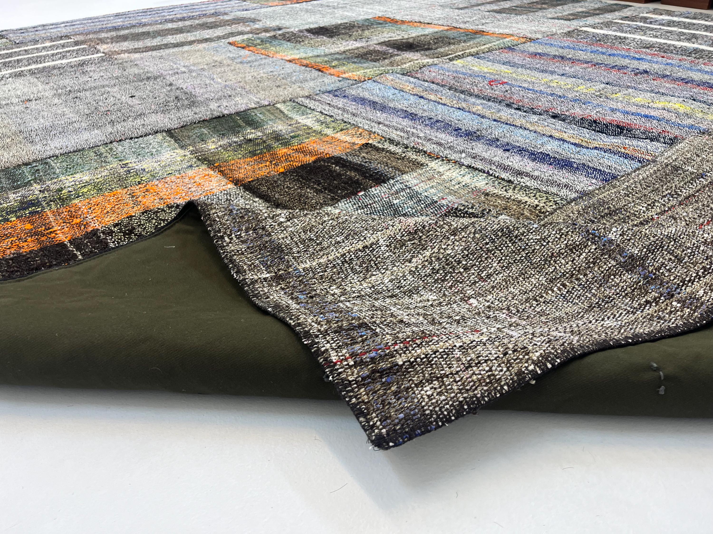 ヴィンテージパッチワークキリムラグ：カラフルなトルコウール