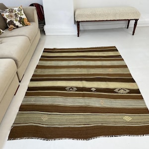 Colorfull Vintage Turkish Rug 4x5, Unique Rug, Vintage Rug, Rainbow Rug, Decorative Rug, Handwoven Rug, Authentic Rug,  175x139 cm