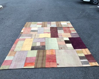 5x7 Rug,Handmade Rug,Patchwork Rug,Turkish Rug 6x8,Vintage Rug 5x7,Rug For Area,5x7 Patchwork Rug,Large Area Rug,Turkish Rug, 217x161 cm