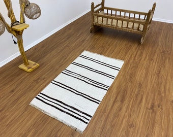 2x3 Feet, Bath Mat Rug, Hemp Runner Rug,Kilim Runner, Hand Made Rug,Oushak Rug,Decorative Rug,Natural Rug,Floor Rug,Turkısh Rugs. 115x67 cm.