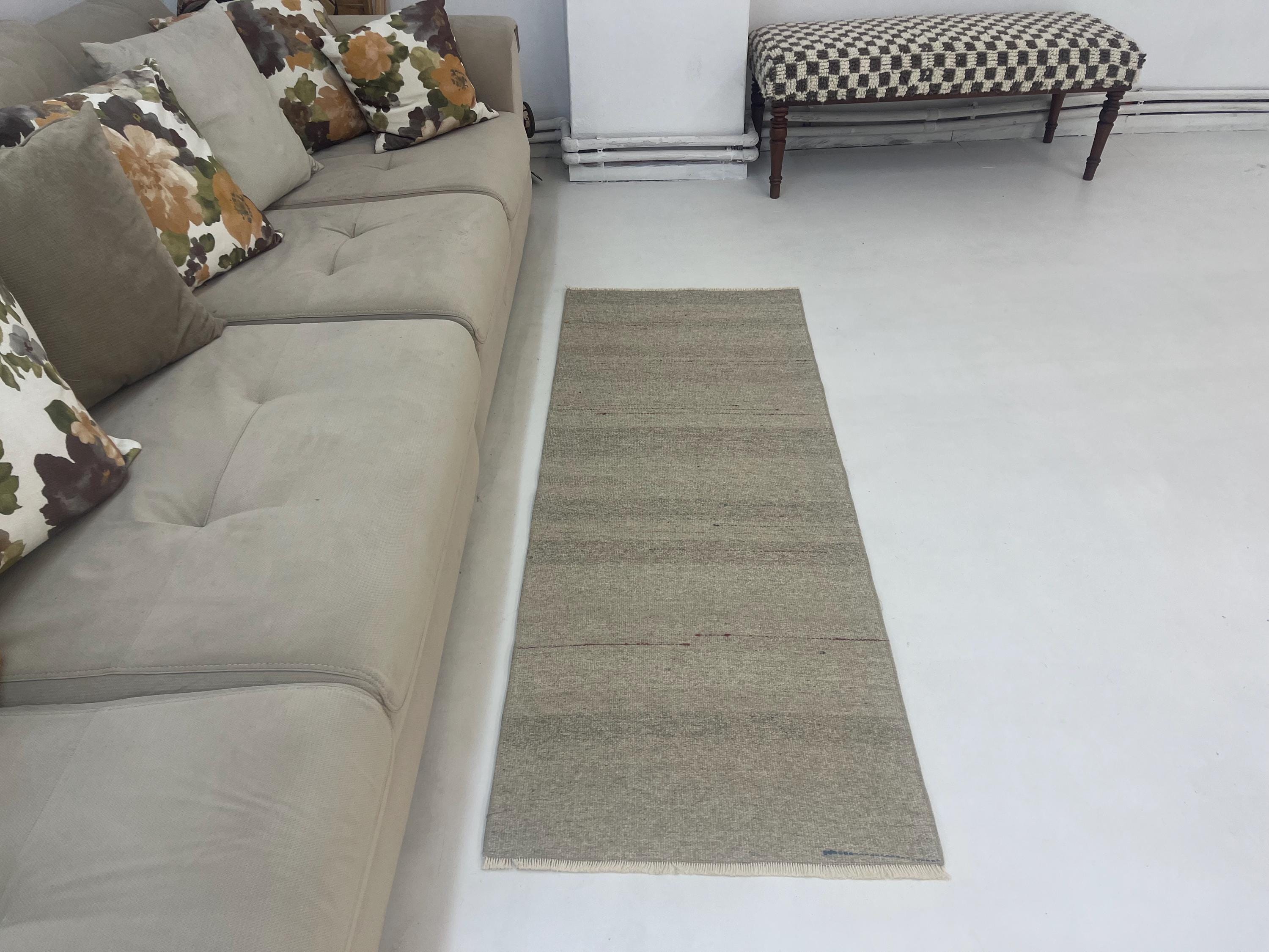 2x5 Turkish small handmade kilim,Rainbow striped vintage rug,2x5 Gray striped small rug,vintage natural small rug,2'2x5'9 ft,180x68 cm