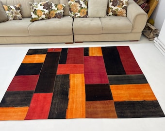 5x7 Patchwork vintage kilim 5x7 Colorful kilim rug 5x7 Vintage patchwork kilim 5x7 Turkish old vintage rug 5x7colorful kilim large,213x161cm