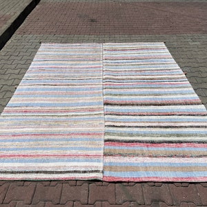 7x9 Feet, Vintage, Tribal Kilim Rug,  Rainbow Rug,Vintage Rug,Rainbow ,Decorative Rug,Handwoven Rug,Cotton Rug Turkısh Rugs 279x220 cm.