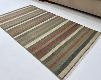 2x4 Vintage small kilim rug,Pale striped vintage small rug 2x4,handmade runner,2x4 turkish kilim runner,2&#39;1x3&#39;8 ft,116x66 cm