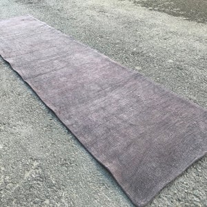 Alfombra Kilim de cáñamo turca vintage: decoración tejida a mano en gris, 8x2