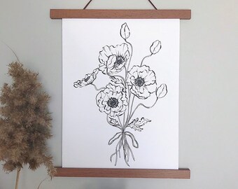 Poppies in Ink Giclee Print | Ink Drawing