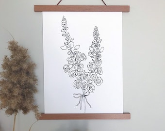Foxgloves in Tinte Giclee Print | Tintenzeichnung