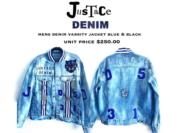 mens denim varsity jacket