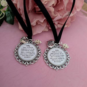 Personalised Bridal Party Keepsake Charm, Gothic Halloween Wedding Thank You Gift for flower girl, bridesmaid, maid/matron of honour/honor. image 3