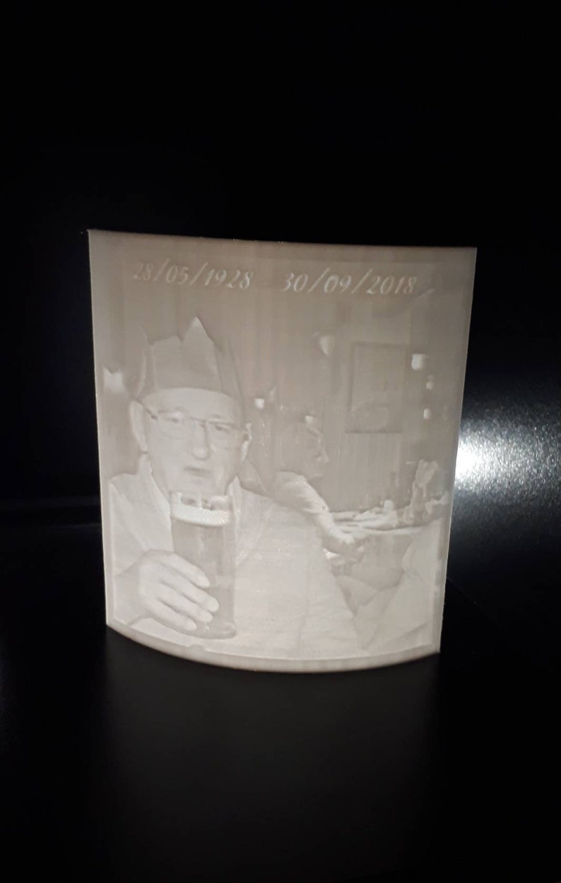 Missed love one keepsake photograph gift. Memorial Lithophane 3D printed photo frame