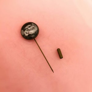 Groom photo memorial pin, antique bronze lapel, memory picture boutonniere stickpin, remembrance photograph button hole charm, wedding gift,