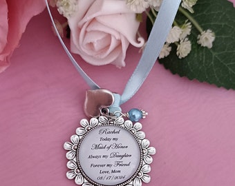 Tochter für immer Andenken Charme. Hochzeitsgeschenk aus etwas altem. Personalisierte Brautjungfer, Häuptling, Trauzeugin oder Matrone der Ehre, Ehre, Blumenmädchen