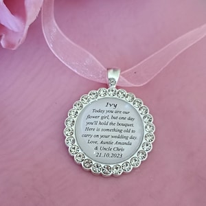 Amuleto de recuerdo personalizado para dama de honor o niña de las flores, dama de honor principal, dama de honor, regalo de agradecimiento de boda de honor, algo antiguo