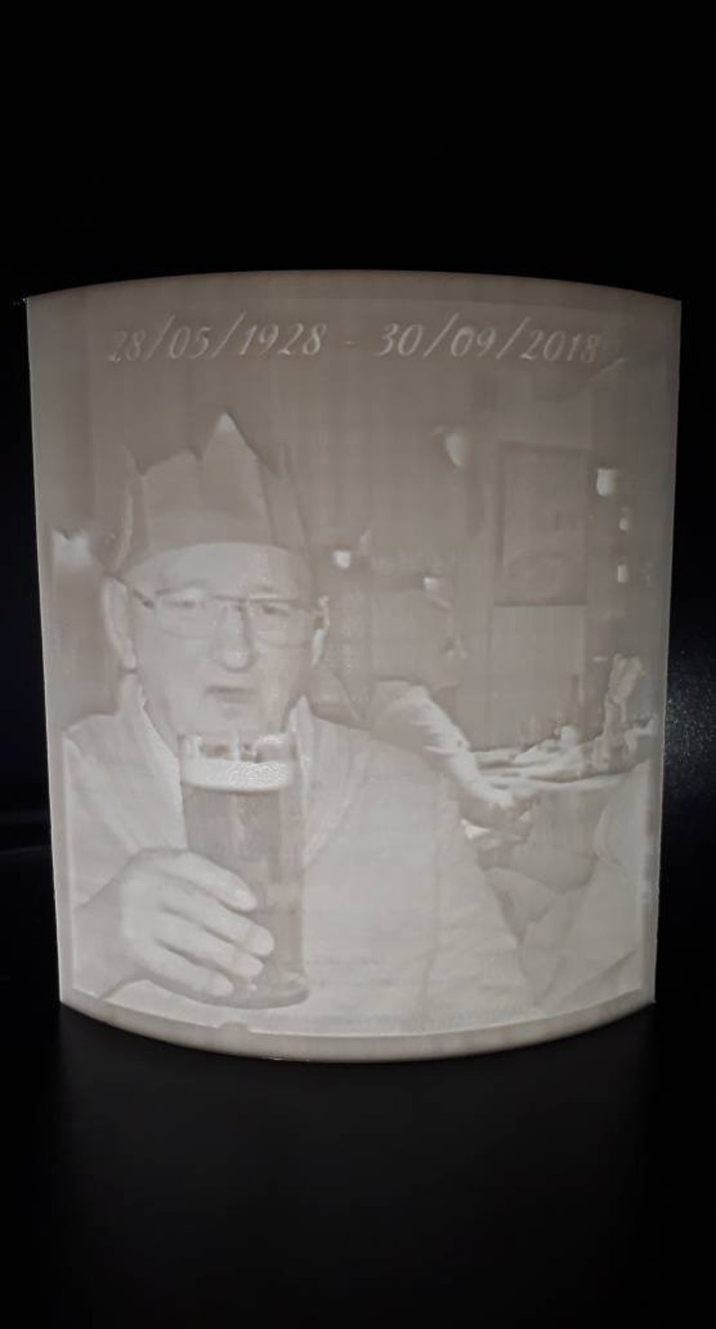 Missed love one keepsake photograph gift. Memorial Lithophane 3D printed photo frame