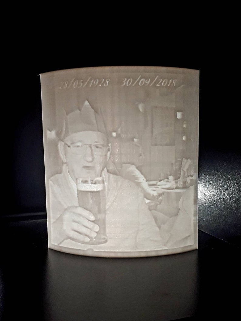 Missed love one keepsake photograph gift. Memorial Lithophane 3D printed photo frame