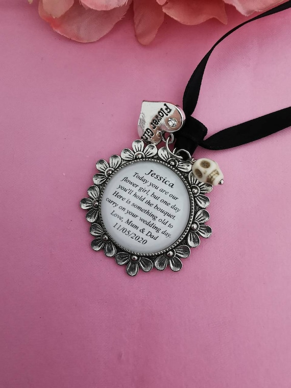 Personalized Bridal Party Keepsake Charm: Gothic Halloween Wedding Thank You Gift