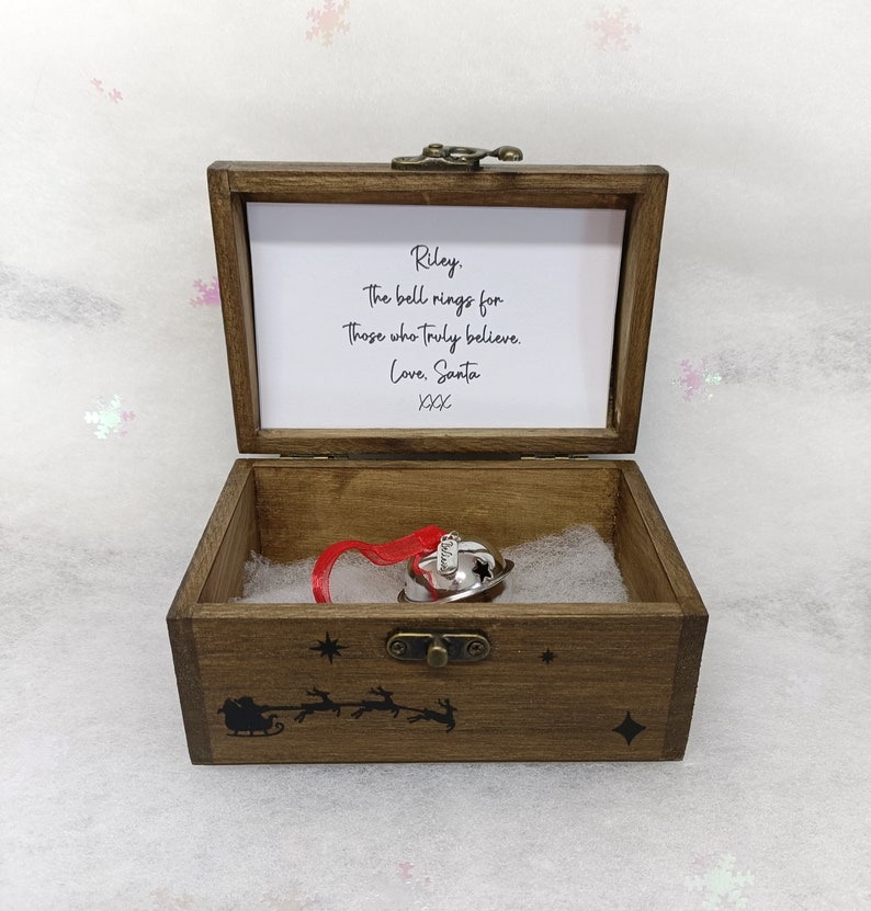 Santa Bell Note A Beautiful Large Magical Believe Bell in a Rustic Wooden Box for a ...