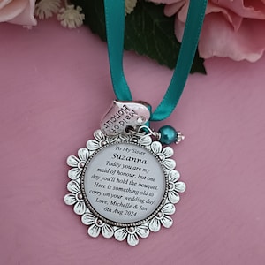 A beautiful personalised wedding thank you keepsake gift for your sister. Bridesmaid, Chief bridesmaid, maid and matron of honour, honor.