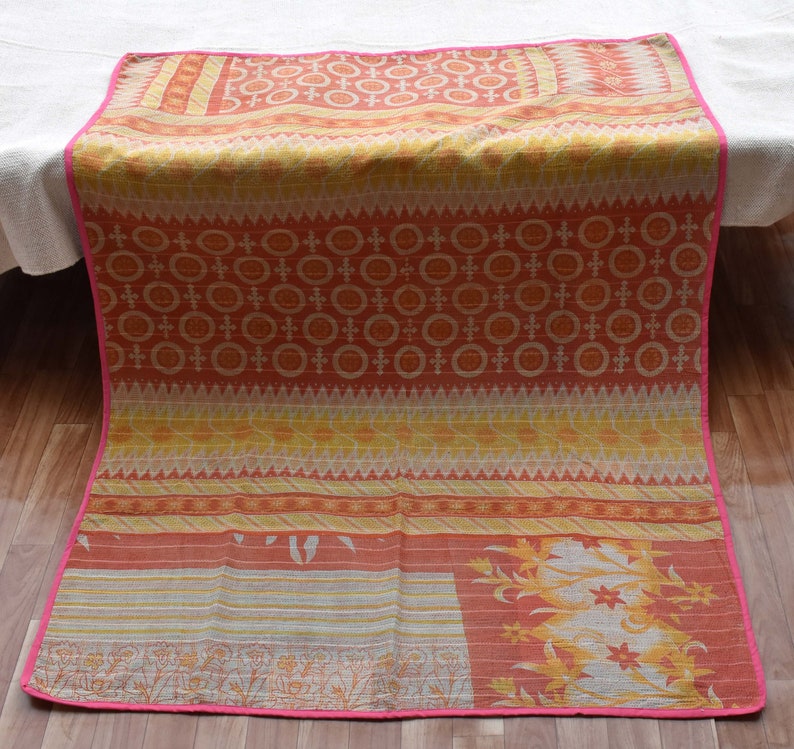Fine Babyshower Baby Shower Baby colour blanket Kantha quilt kantha quilt handmade Quilt Vintage Kantha Quilt recycled kantha blanket