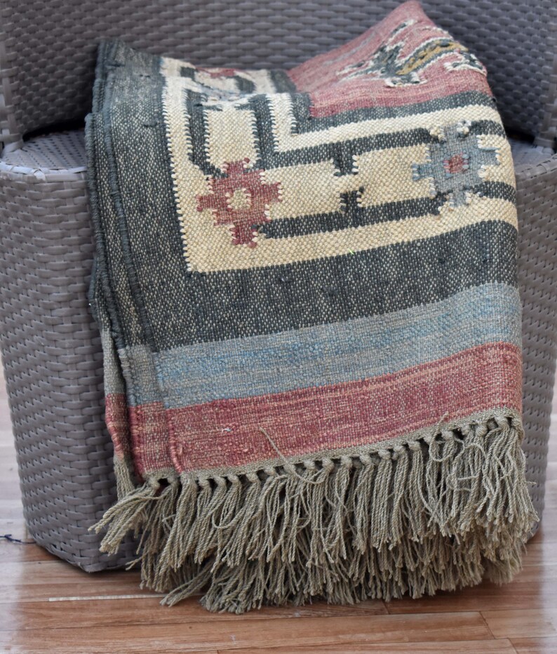 Rug 5x8 ft Indian rug wool jute rug Etsy