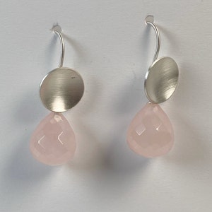 Silberohrringe mit Rosenquarz Pampel Wechselschmuck