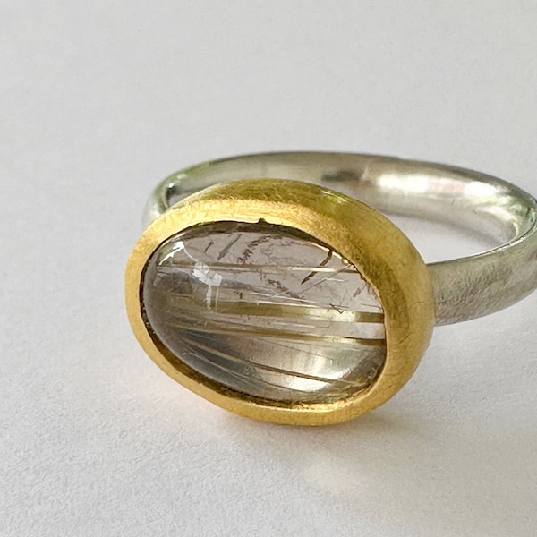 Rutilquarz Ring Goldfassung