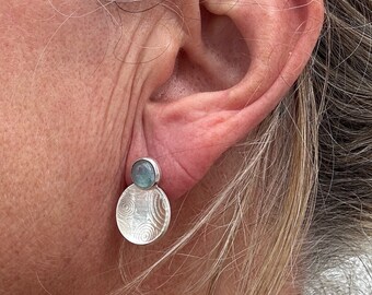 Boucle d'oreille argent aigue-marine