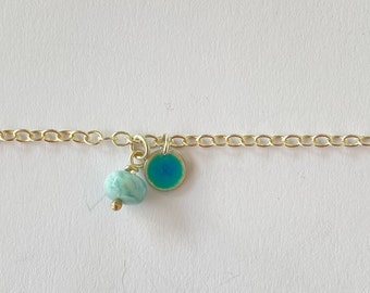 Bracelet argent Larimar pendentif émaillé