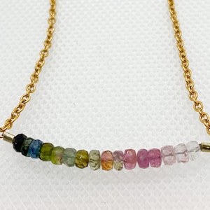 Tourmaline multicolor gold necklace
