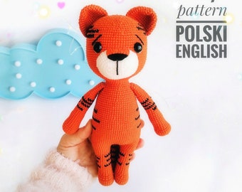 Crochet Tiger Niko, pattern PDF English (US) / Polish, digital, amigurumi toy tutorial, stuffed animals