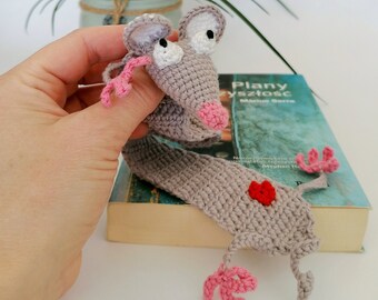 Gehaakte bladwijzer ratten, dieren, muis, cadeau-idee voor boekenwurmen, leesaccessoires