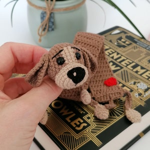 Crochet dog bookmark, handmade puppy amigurumi, Great gifts idea for bookworms