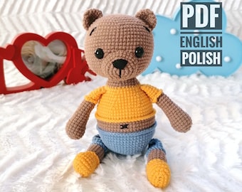 Crochet Teddy Bear Pattern: Tod the Bear Amigurumi (PDF English/Polish)