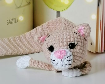 Crochet bookmark pattern cat / kitty, tiger, crochet digital, PDF, 2in1, handmade book accessories, Polish/English