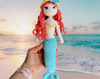 Crochet Mermaid Amigurumi Doll: Large Plush Ocean Theme