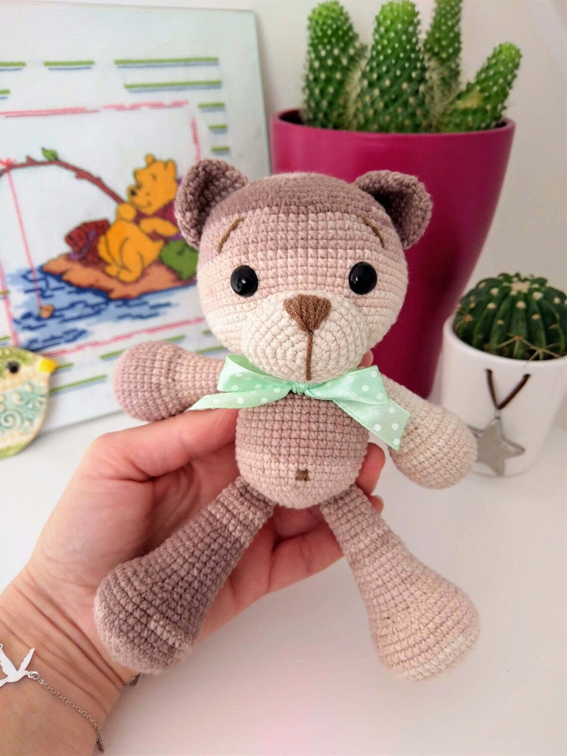 Peluche petit ours brun au crochet - Jeux & Jouets