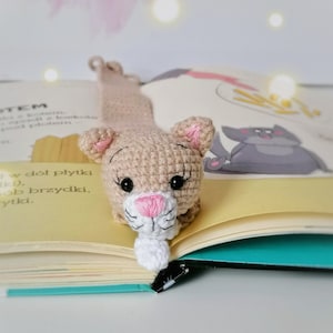 Patrón de crochet para marcar libros: gato y tigre, digital (polaco/inglés, PDF, 2 en 1)