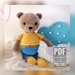 Large Crochet Teddy Bear PDF Pattern, English (US)/ Polish