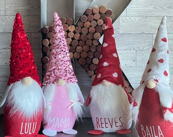 Personalized Valentine’s  Day Gnomes | Valentine’s Day Gift | Vday Gnomes | Holiday decor, V-Day Home Accents |Valentine Gnome Decor