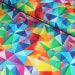 Acute Rainbow, bright geometric, geo colourful, GOTS, Organic knit, Cotton Elastane, Jersey, Stretch Fabric