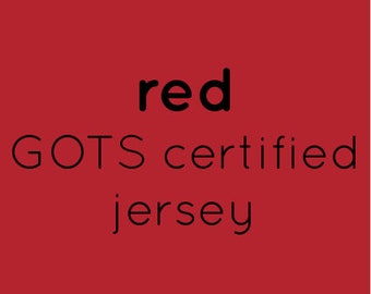 Red Jersey, GOTS, Organic Jersey, Cotton Elastane, Knit Fabric, Plain, Solid Colour, by the metre