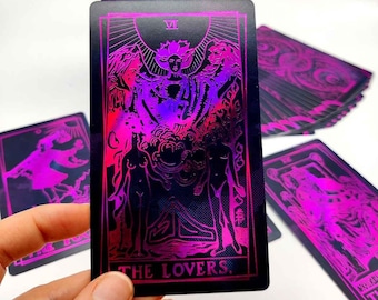 Vivant Tarot Deck for Beginners, Eye-catching Pink and Purple Foil Deck, Vivant Tarot Deck with Digital Guidebook and Unique Pink Aesthetics