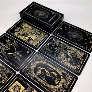 Black and Gold Tarot Deck, Rider Waite Style Tarot Cards With Gold Foil ...
