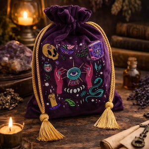 Fluwelen tarotkaartetui, luxe zijdefluwelen tarotkaartetui, Oracle-decktas, tarotkaarttas, zakje voor tarotkaart, borduurzakje