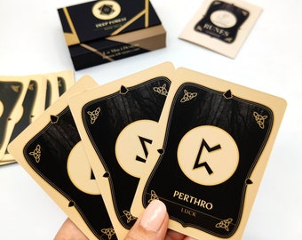 Rune Divination Card Set, Elder Futhark Symbols, Witchcraft and Pagan Reading Tools, 24 Card Spiritual Set